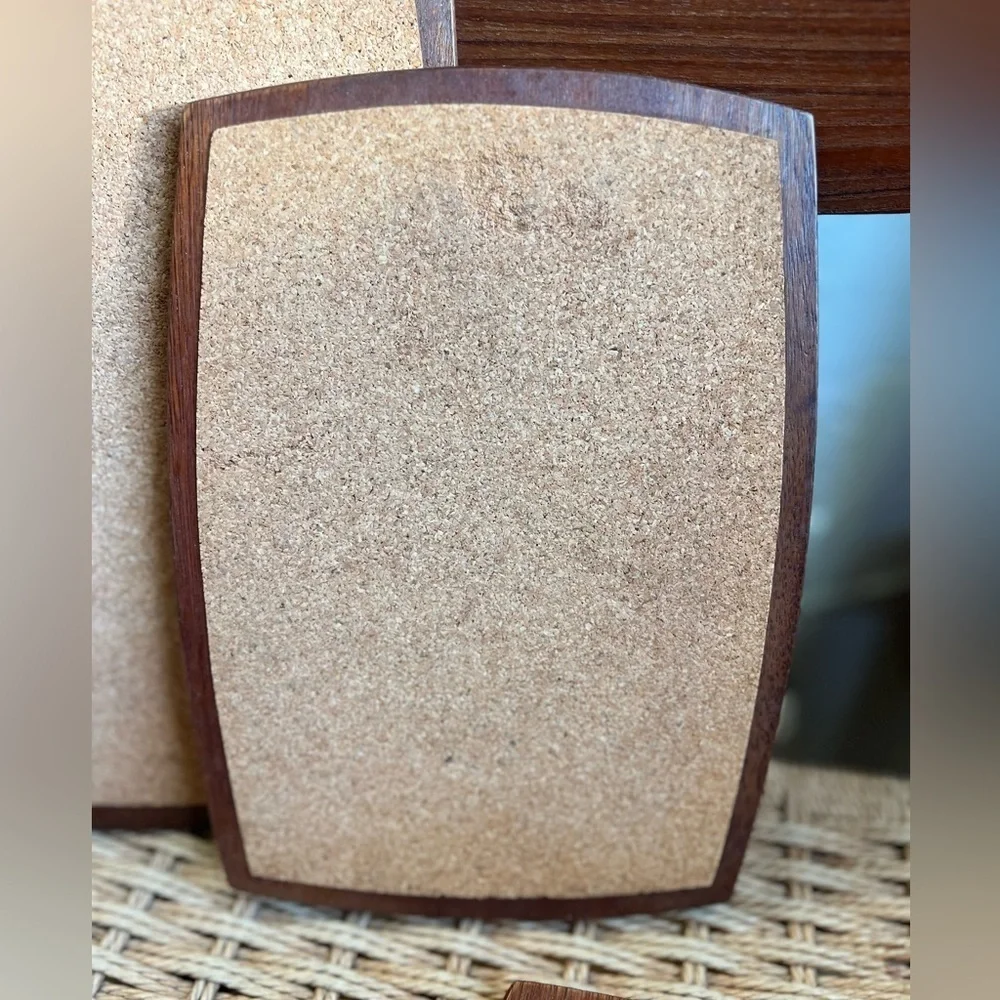 Vintage Mid Century Modern Teak & Cork Trivets (Set of 3) | Japan | MCM Hot Pads